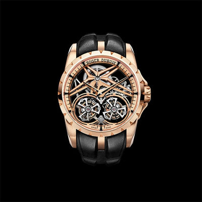 Excalibur Skeleton Double Flying Tourbillon Watch